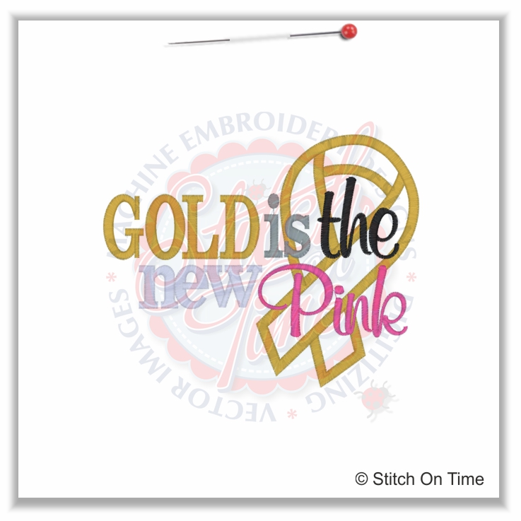 55 Ribbons : Gold Is The New Pink Applique 5x7
