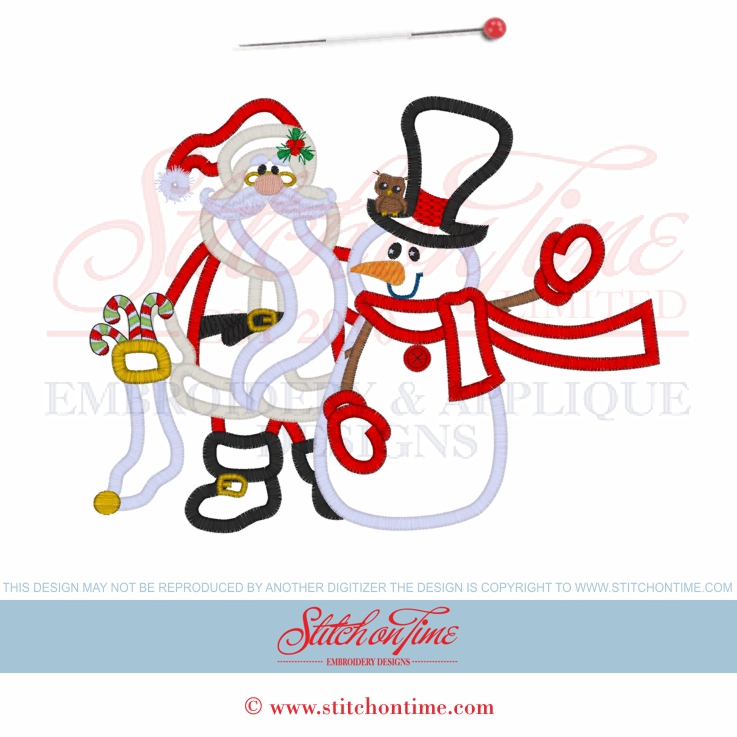 4 Santa's Friends (AMD): Santa & Snowman Applique 2 Hoop Sizes