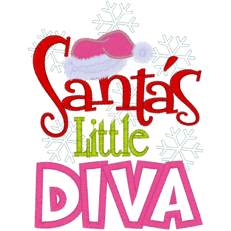 Sayings (A1256) Santas Little Diva Applique 5x7
