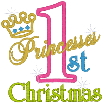 Sayings (A1303) Princesses 1st Christmas Applique 5x7