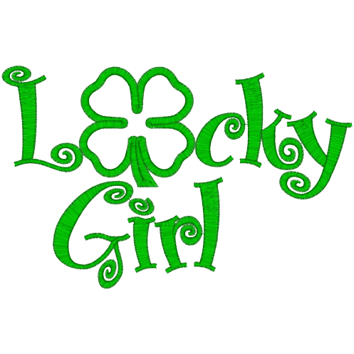 Sayings (A1305) Lucky Girl Shamrock Applique 5x7