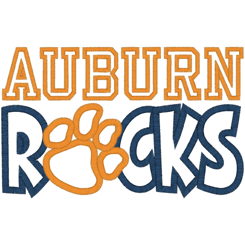 Sayings (A1518) Auburn Rocks Applique 6x10