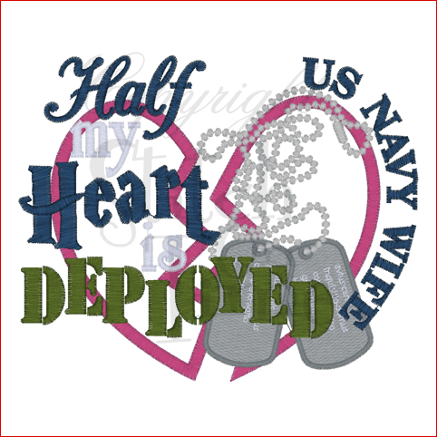 Sayings (1595) Half My Heart Applique 5x7