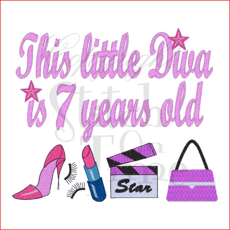 Sayings (1617) Little Diva 7 Birthday 5x7