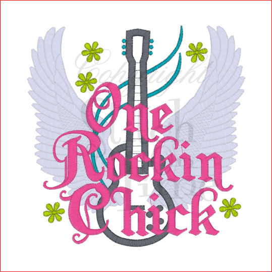 Sayings (1743) One Rockin Chick Applique 6x10