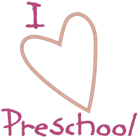 Sayings (A23) I Love Pre School Applique 5x7