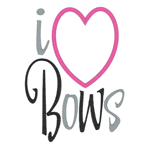 Sayings (2235) I Heart Bows Applique 5x7