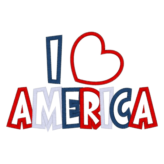 Sayings (2457) I Heart America Applique 5x7