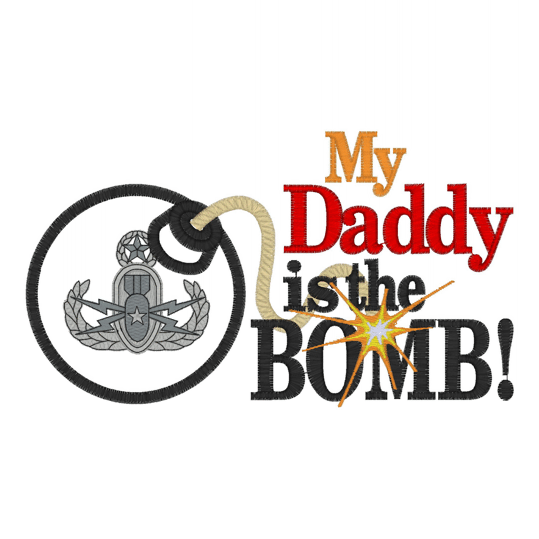 Sayings (2472) Daddy Is The Bomb Applique 5x7