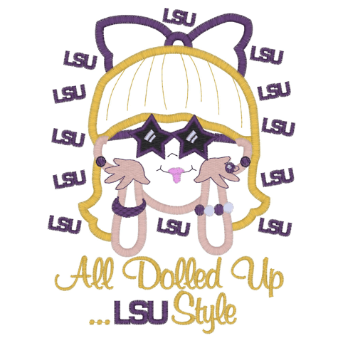 Sayings 2530 Dressed LSU Style Applique 5x7
