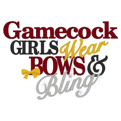 Sayings (3324) Gamecock Girls Bows & Bling 5x7