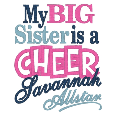 Sayings (3558) ...Cheer Savannah Allstar Applique 5x7