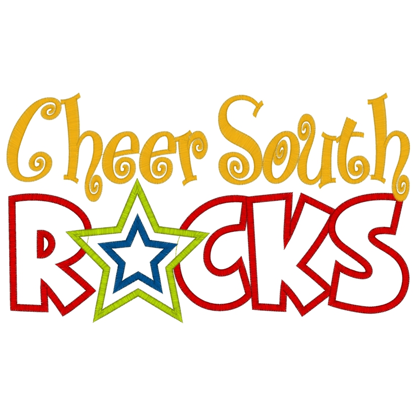 Sayings (3749) Cheer South ROCKS Applique 7x12
