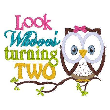Sayings (3857) Look Whoos TWO Owl Applique 5x7