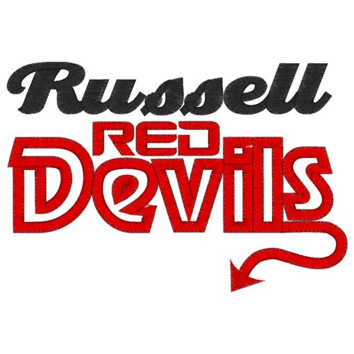 Sayings (4028) Russell Red Devils Applique 5x7 5x7