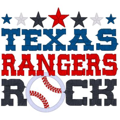Sayings (4036) Texas rangers Rock Applique 5x7