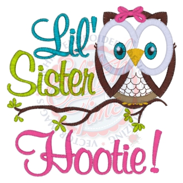 Sayings (4150) Lil' Sister Owl Applique 5x7