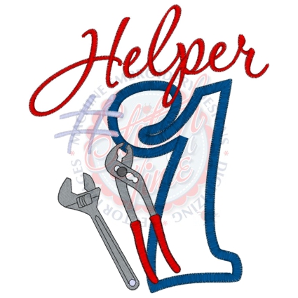 Sayings (4170) Helper #1 Mechanic Applique 5x7