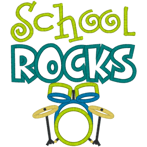 Sayings (A420) SCHOOL ROCKS Applique 5x7