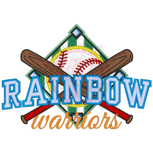 Sayings (4310) Rainbow Warriors Softball Applique 6x10