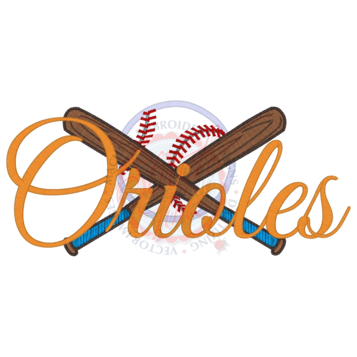 Sayings (4311) Orioles Baseball Applique 6x10
