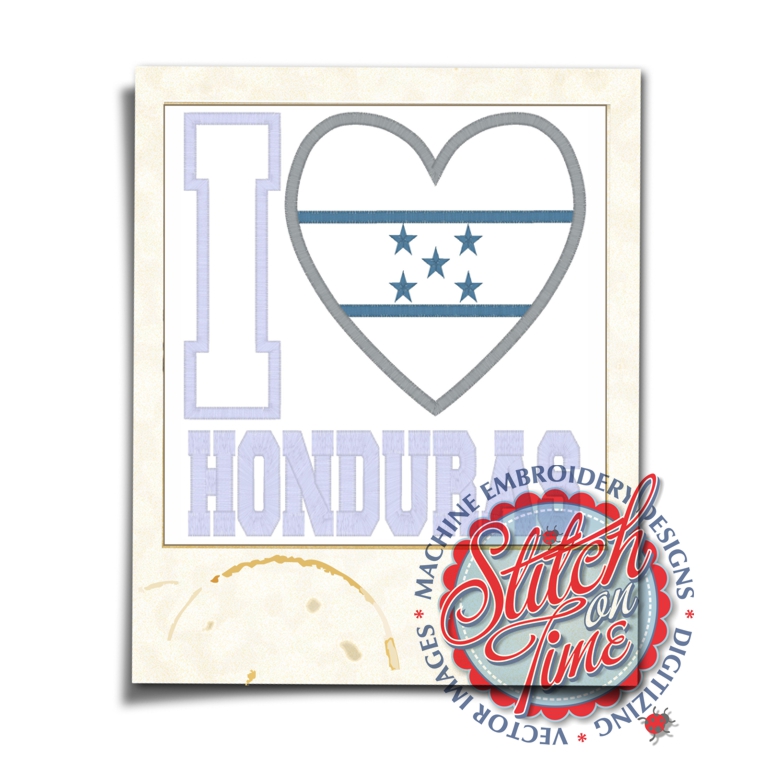 Sayings (4324) I Love Honduras Applique 6x10