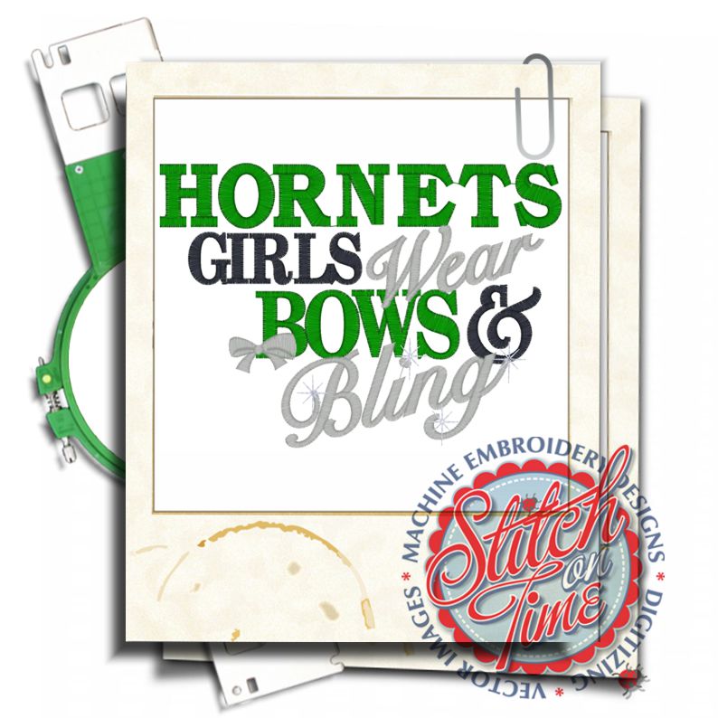 Sayings (4334) Hornets Girls Bows & Bling 5x7