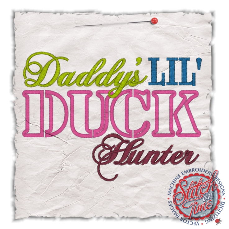 Sayings (4495) Daddys Lil Duck Hunter Applique 5x7