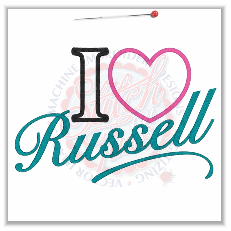Sayings (4600) I Love Russell Applique 6x10