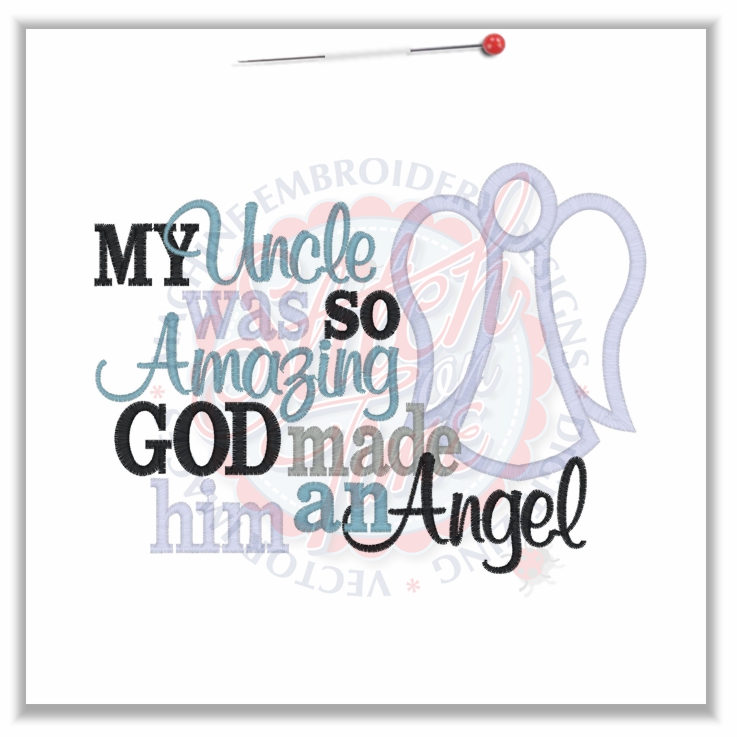 Sayings (4646) Uncle Angel Applique 5x7