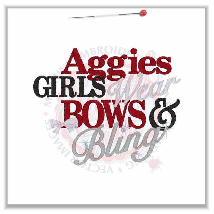 Sayings (4708) Aggies Girls Bows & Bling 5x7