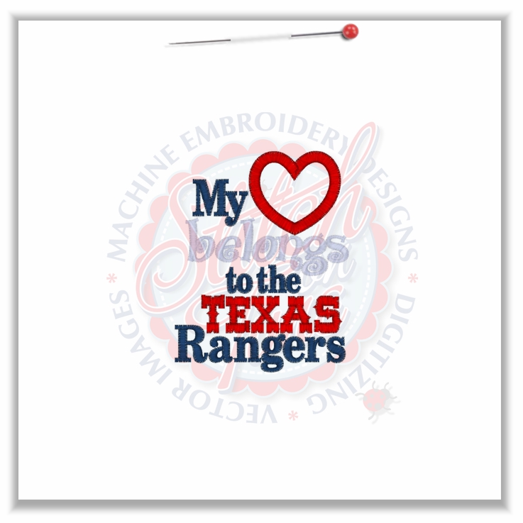 4806 Sayings : Heart Belongs To The Texas Rangers 4x4