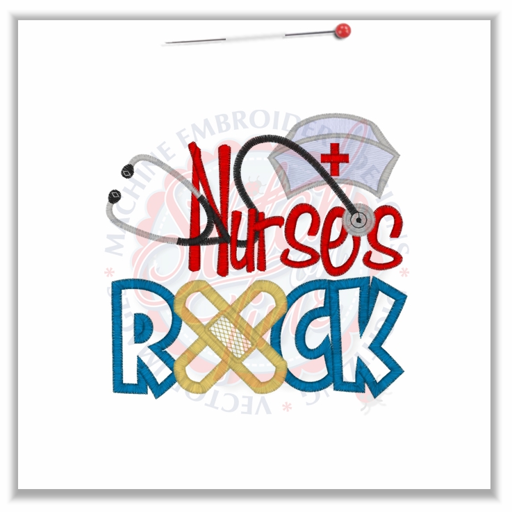 4813 Sayings : Nurses Rock Applique 6x10