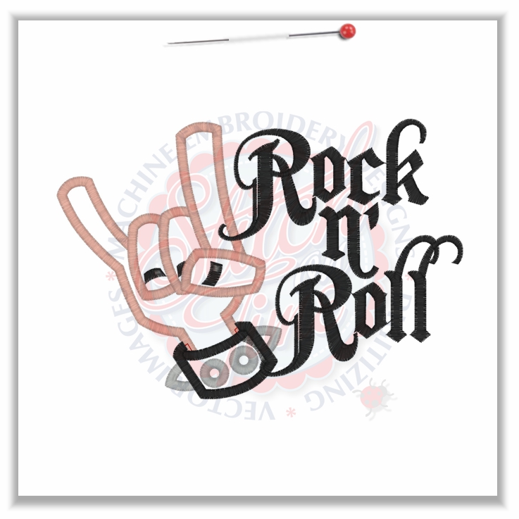 4834 Sayings : Rock n' Roll Salute Applique 5x7