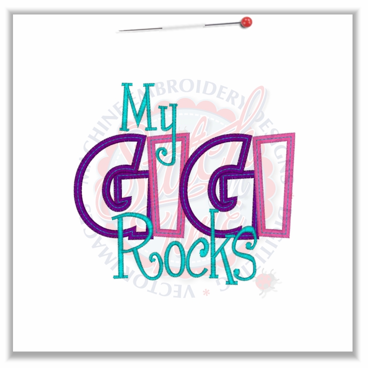 4836 Sayings : My Gigi Rocks Applique 5x7