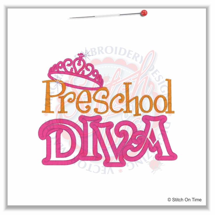 4925 Sayings : Preschool Diva Applique 5x7