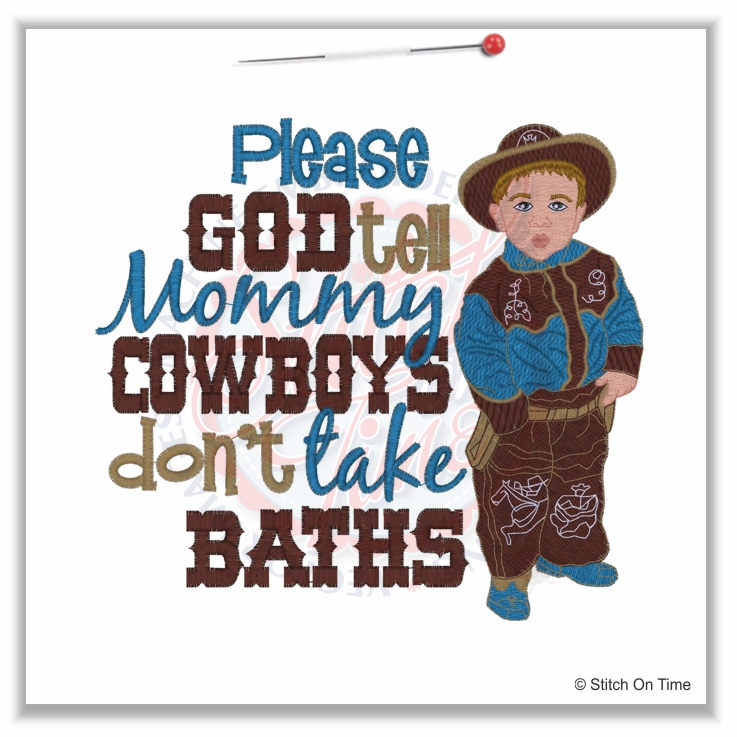 4972 Sayings : Cowboys Don't Bath 6x10