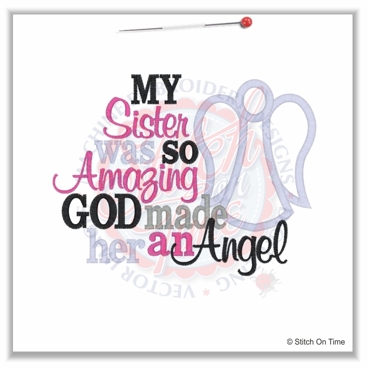 4974 Sayings : Sister Angel Applique 5x7