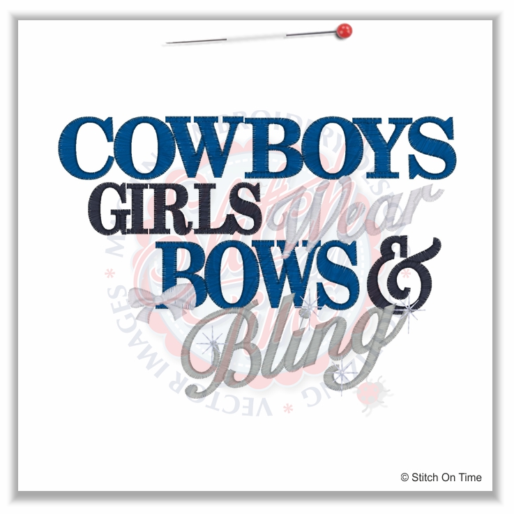 4982 Sayings : Cowboys Girls Bows & Bling 5x7