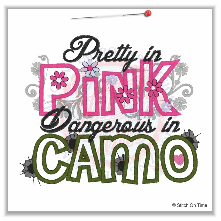 4994 Sayings : Pretty In Pink Applique 6x10
