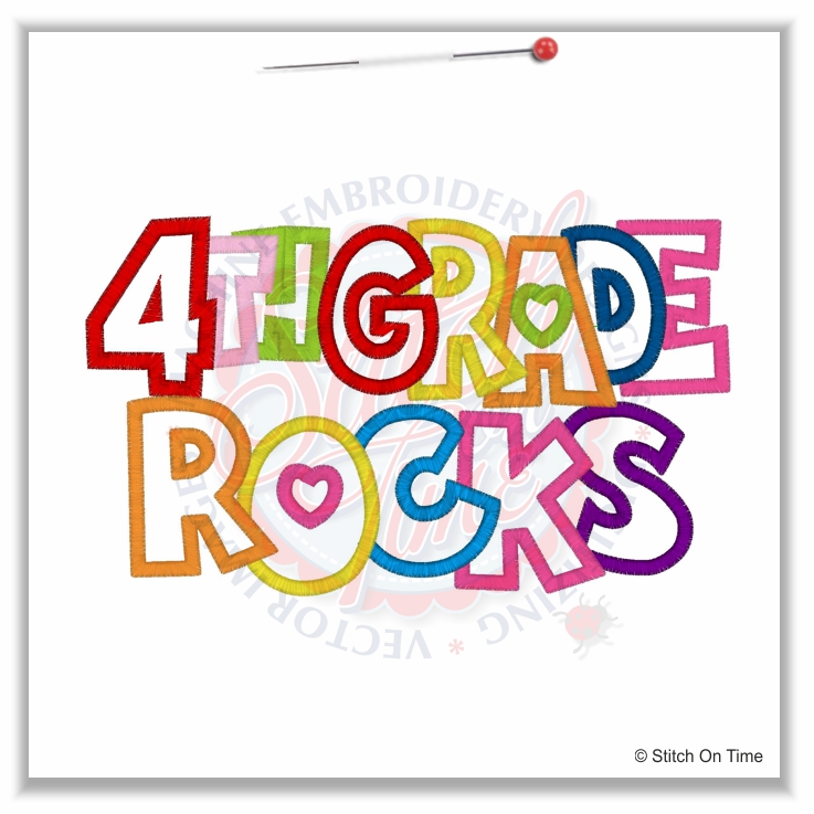 5013 Sayings : 4th Grade Rocks Applique 5x7