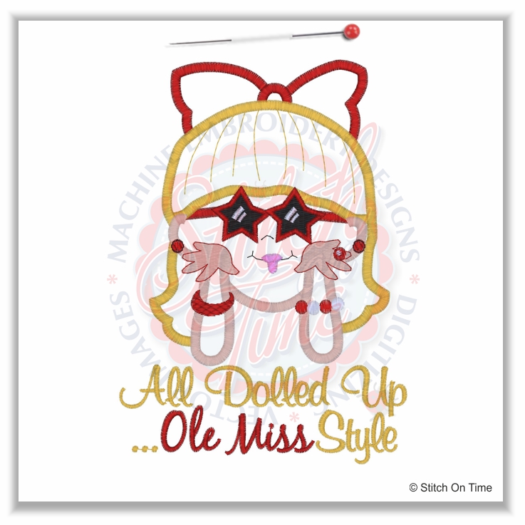 5077 Sayings : All Dolled Up Ole Miss Style Applique 5x7