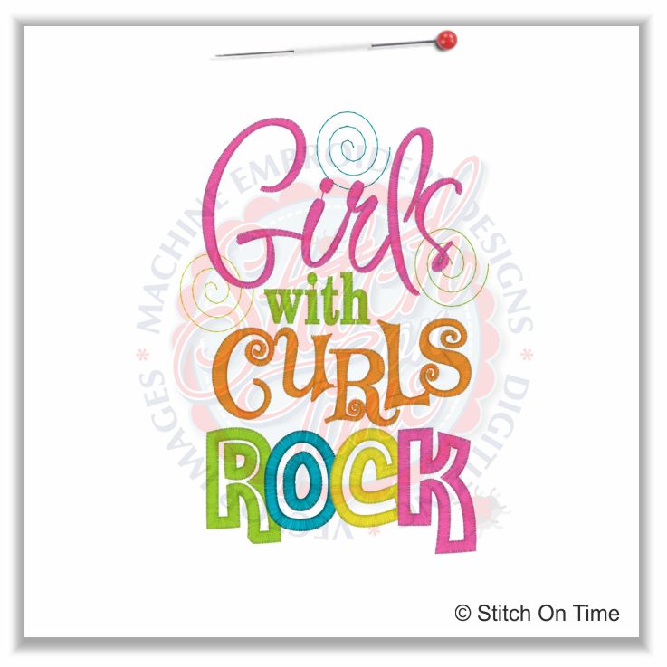 5182 Sayings : Girls With Curls Rock Applique 5x7