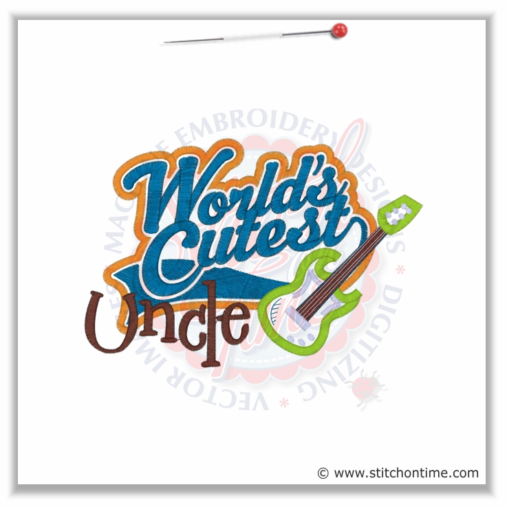 5290 Sayings : Worlds Cutest Uncle Applique 5x7
