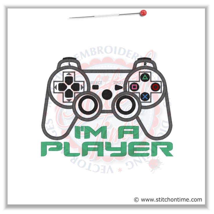 5325 Sayings : I'm A Player Game Controller Applique 5x7