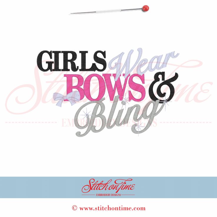 5334 Sayings : Girls Wear Bows & Bling 5x7