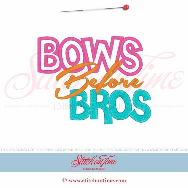 5581 Sayings : Bows Before Bros Applique 5x7