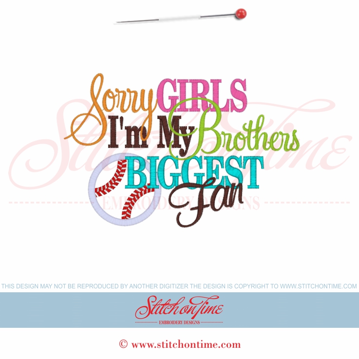 5601 Sayings : Baseball Brothers Biggest fan Applique 5x7