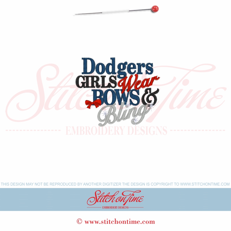 5602 Sayings : Dodgers Girls Bows & Bling 5x7