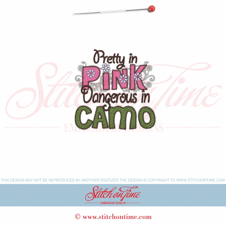5657 Sayings : Pretty In Pink Dangerous In Camo 4x4